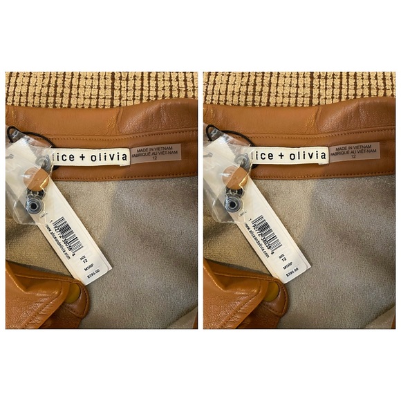 Alice + Olivia Miranda Vegan Leather Tie Waist Brown Mini Dress - Picture 12 of 16